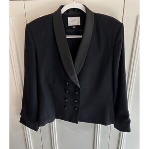 Vintage‎ Jacqueline Ferrar Black Wool Blazer Military Whimsigoth Tuxedo Event
